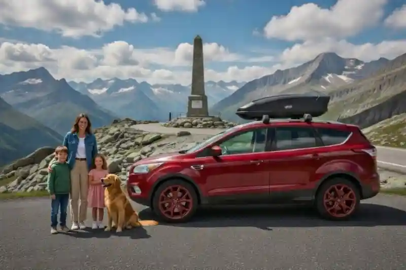 Geiselberg - eine 400-Liter Dachbox auf einem Ford Kuga